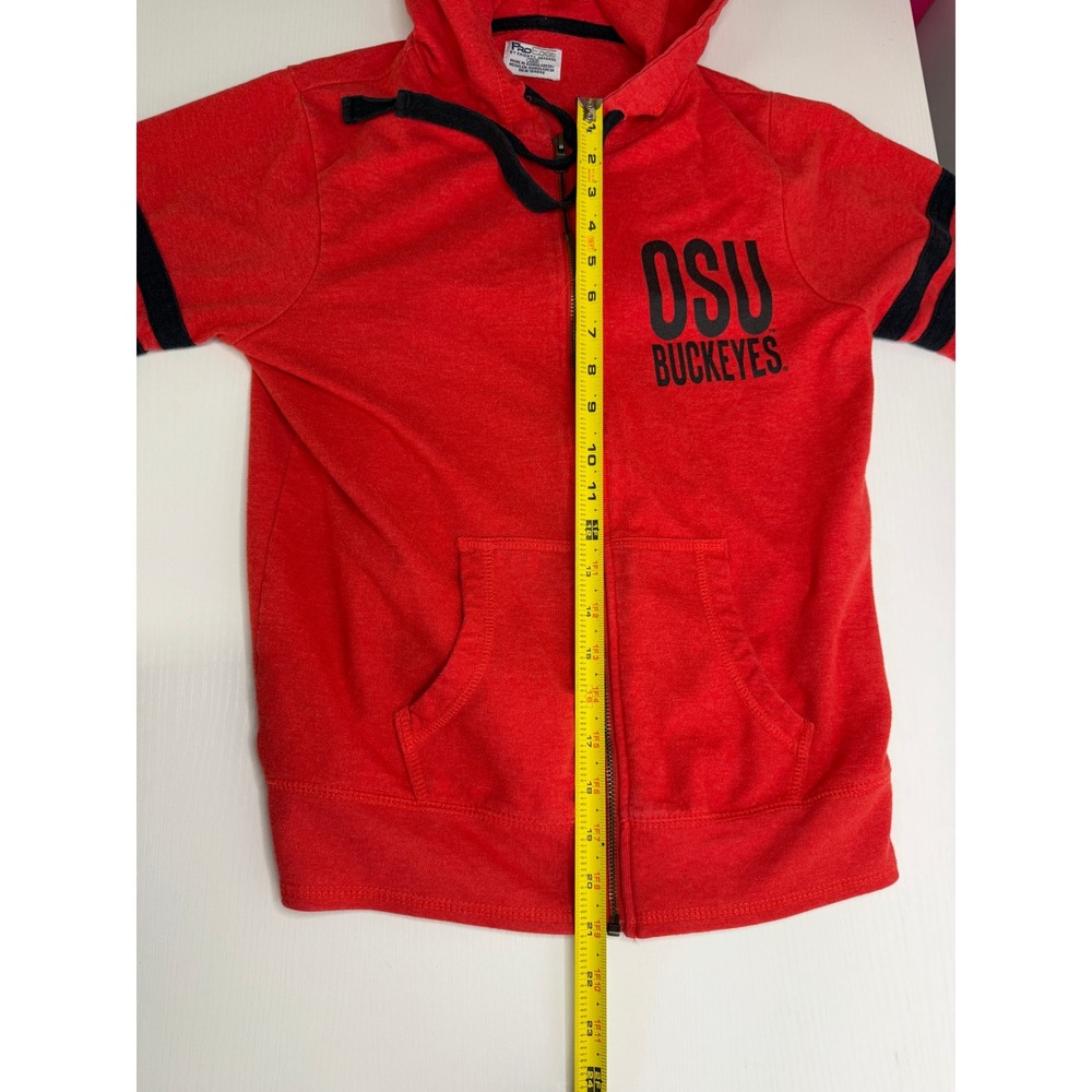 Pro Edge OSU Buckeyes Full Zip Hoodie Red Varsity Stripe Sweatshirt Small - Picture 6 of 8